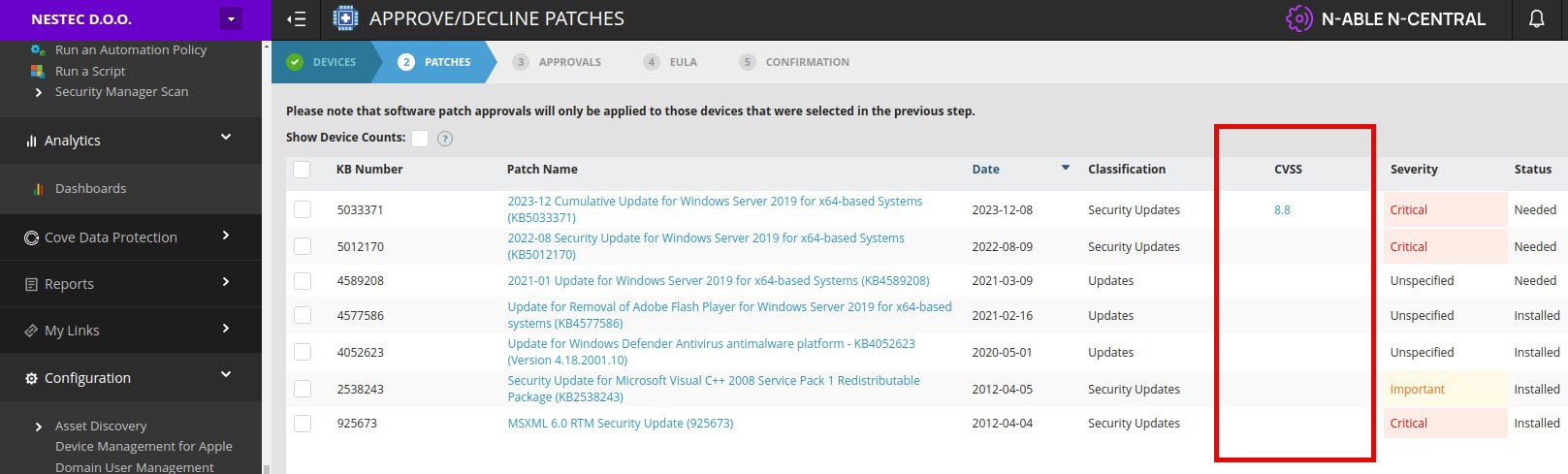 CVSS patch management